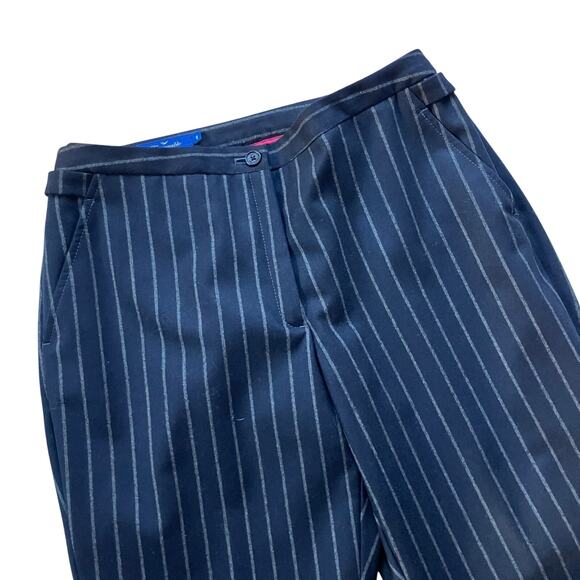 Faconnable Straight Leg Wool Pinstripe Pants Sz 8 Women's Scandi Girl Minimalist - Picture 2 of 5